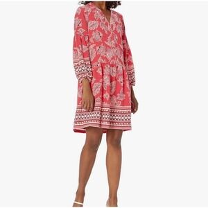 Vince Camuto Dress Womens 4 Crepe Button Down Balloon Sleeve Shirtdress Paisley